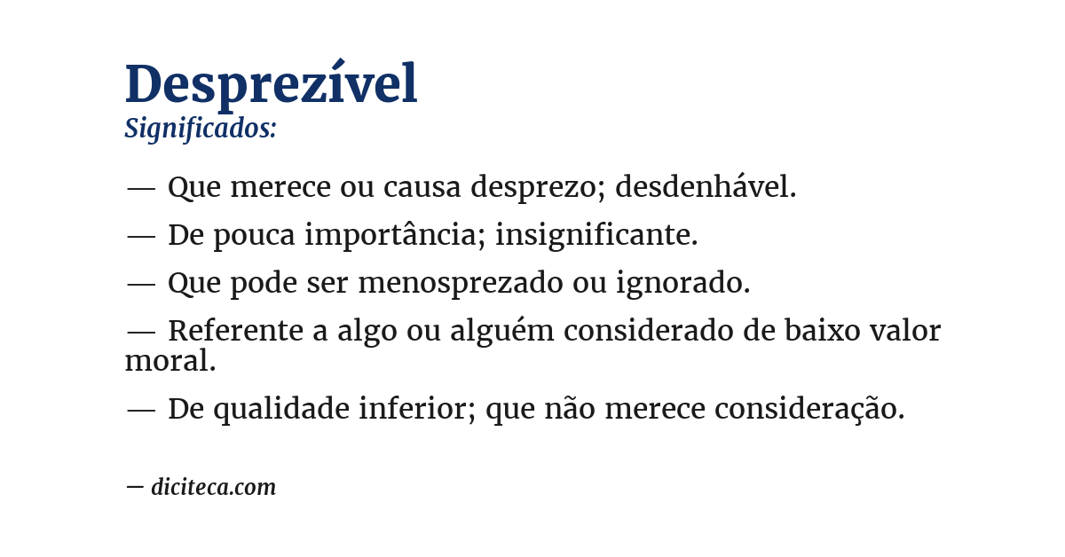 Significado de desprezível