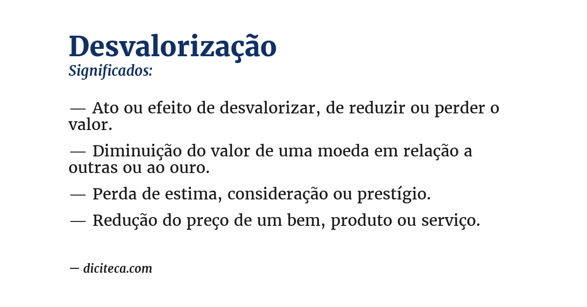 Significado de desvalorização