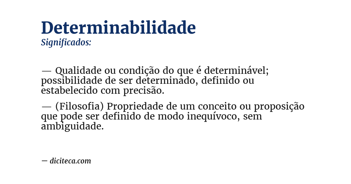 Significado de determinabilidade