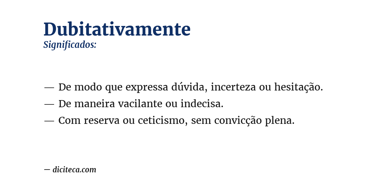 Significado de dubitativamente