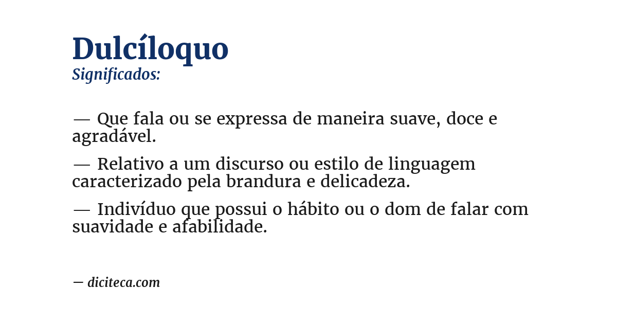Significado de dulcíloquo