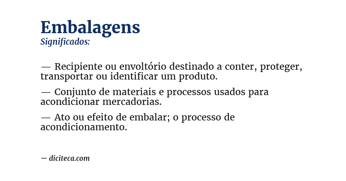 Significado de embalagens