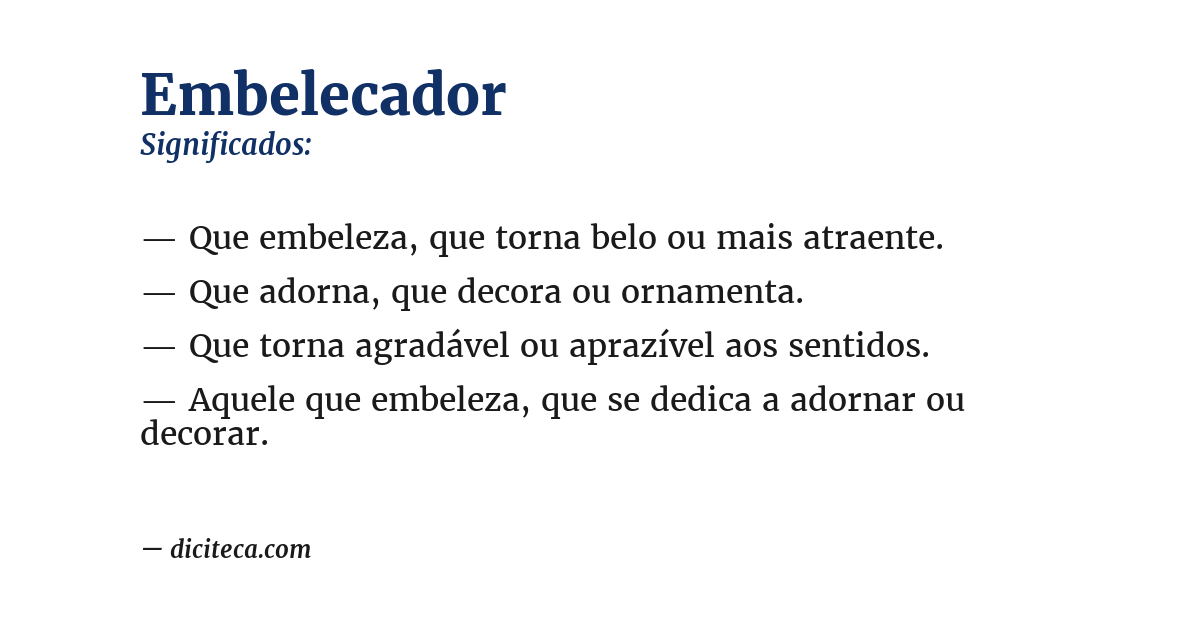 Significado de embelecador