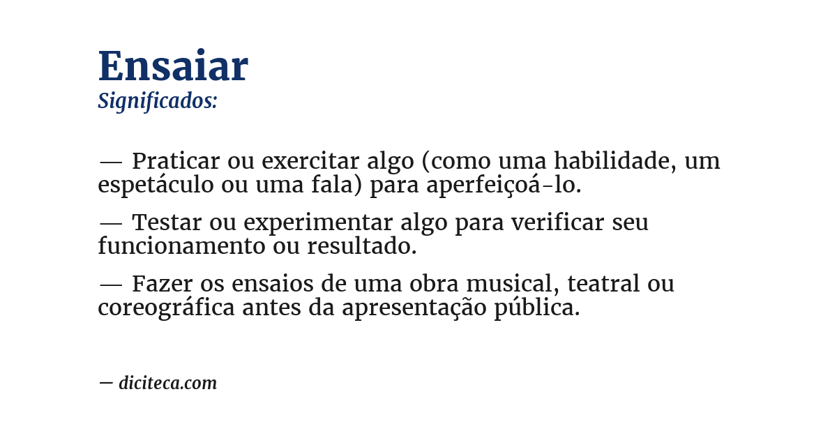 Significado de ensaiar