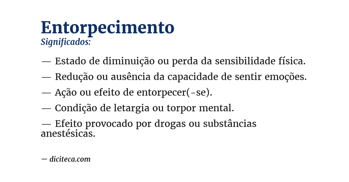 Significado de entorpecimento