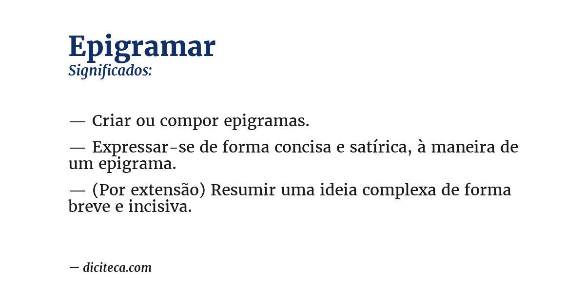 Significado de epigramar