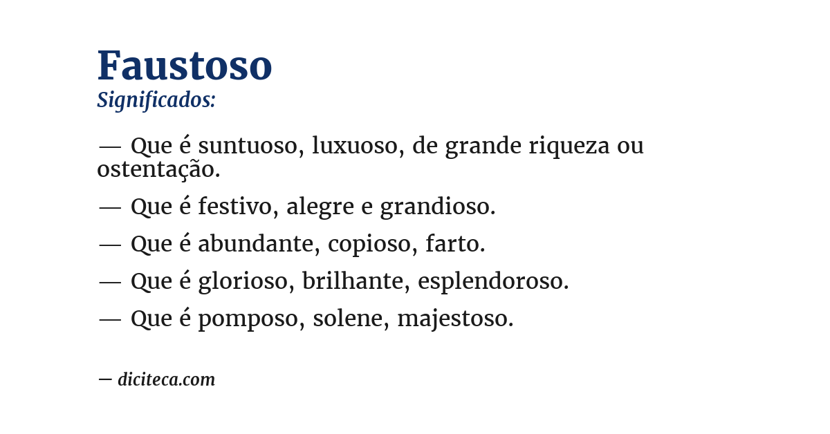 Significado de faustoso
