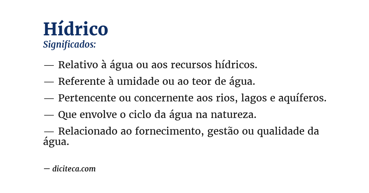 Significado de hídrico