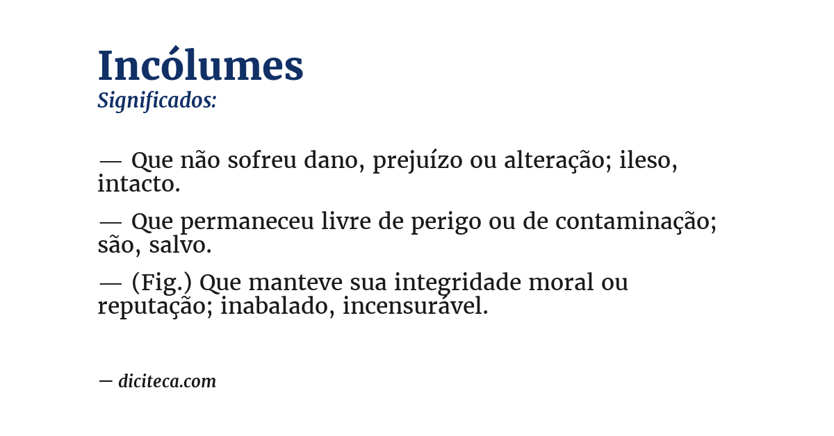 Significado de incólumes