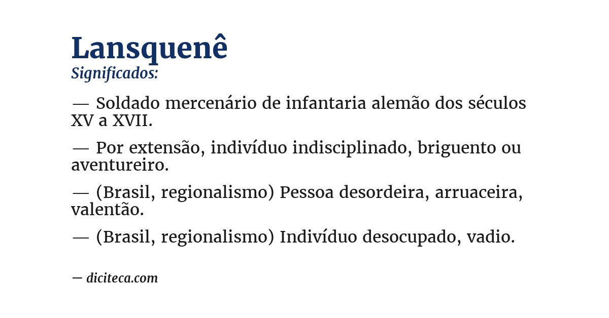 Significado de lansquenê