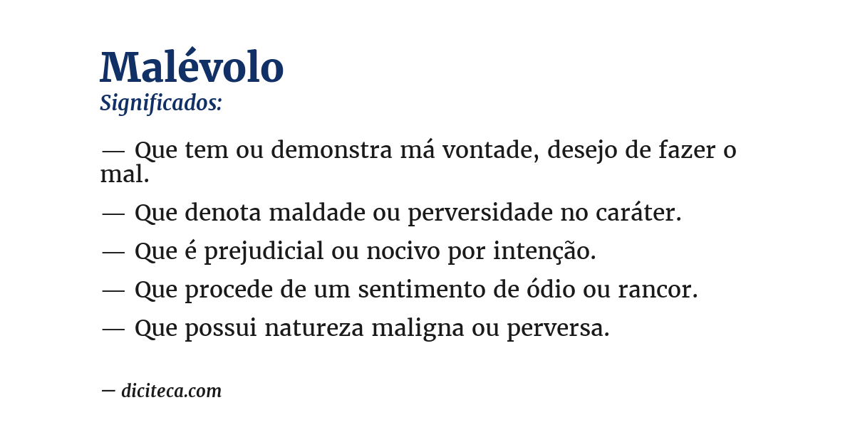 Significado de malévolo