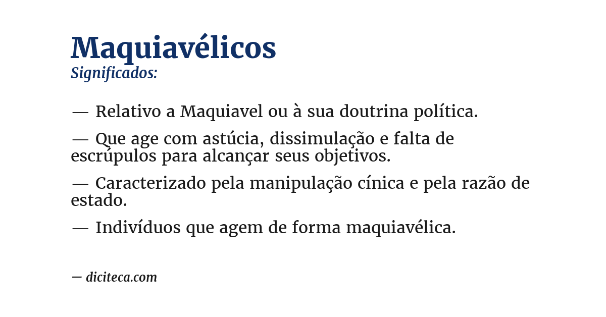 Significado de maquiavélicos
