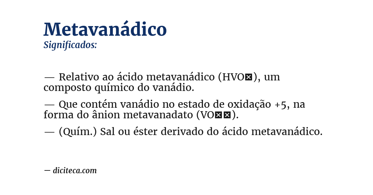 Significado de metavanádico