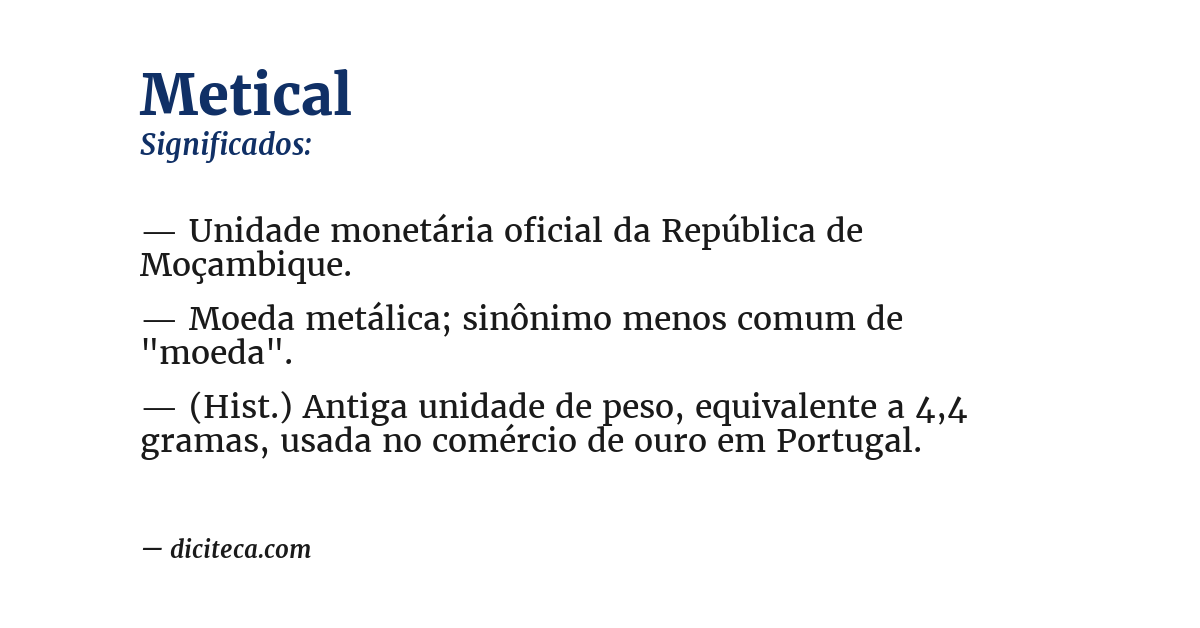 Significado de metical