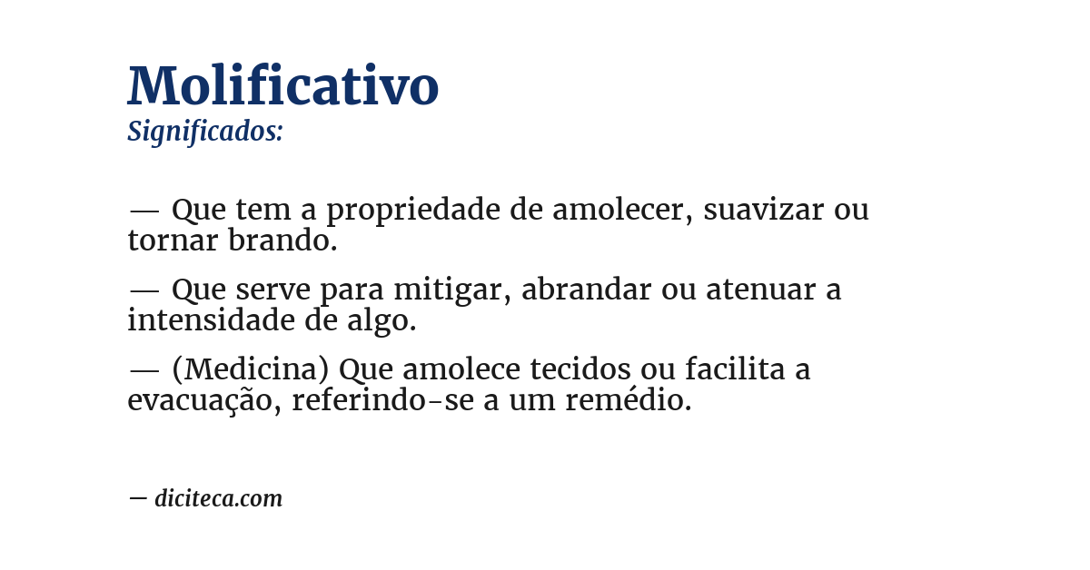Significado de molificativo
