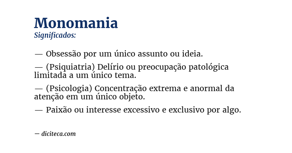 Significado de monomania