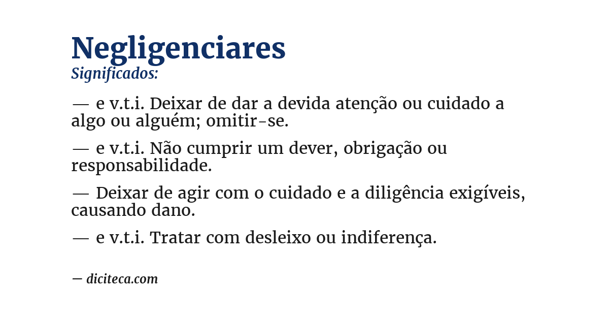 Significado de negligenciares