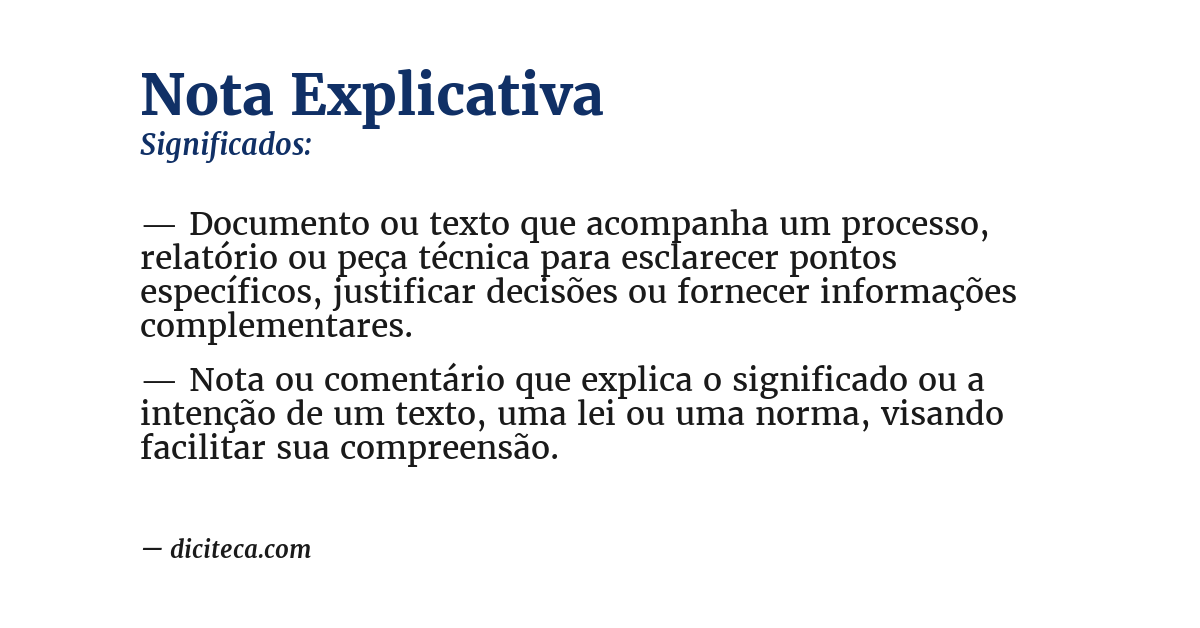 Significado de nota explicativa