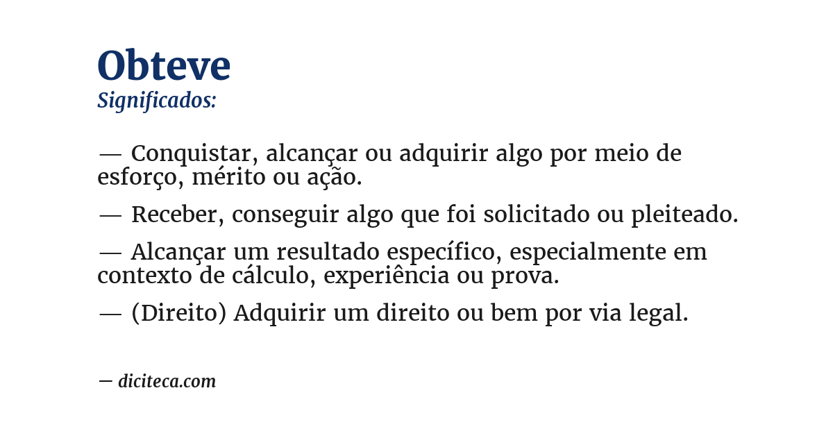 Significado de obteve
