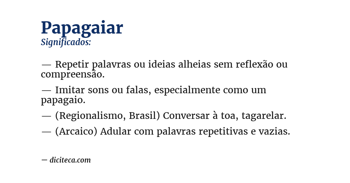 Significado de papagaiar