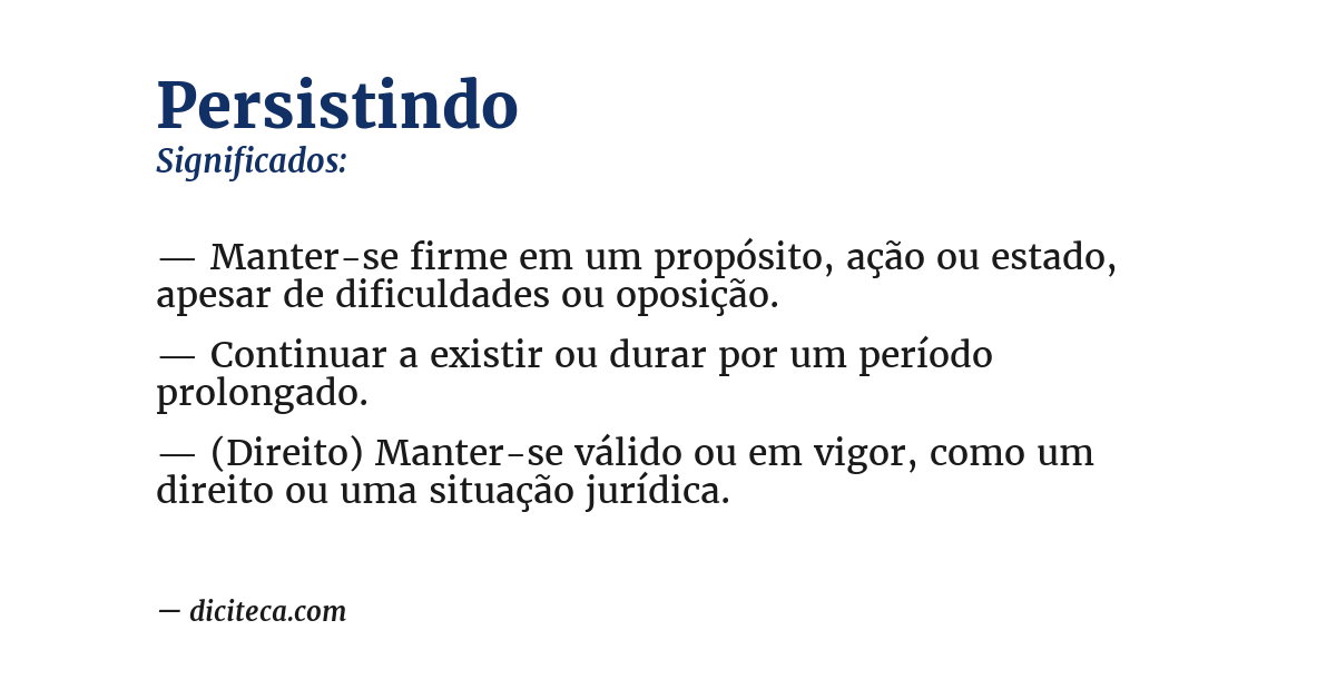 Significado de persistindo