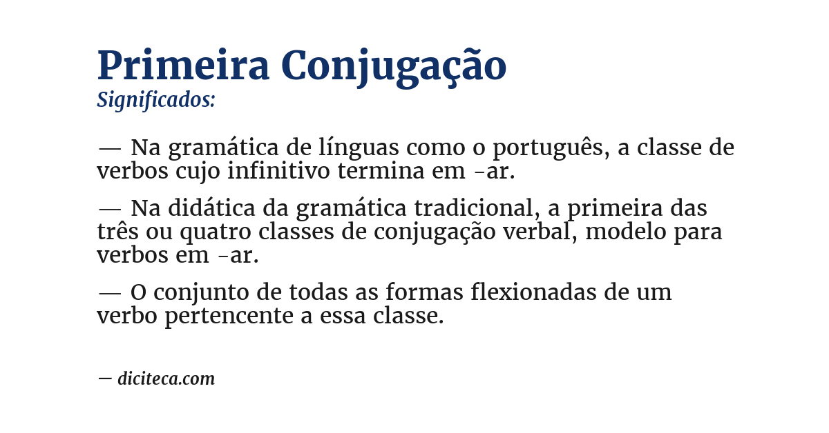 Significado de primeira conjugação