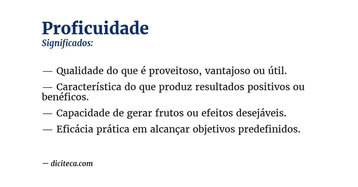 Significado de proficuidade