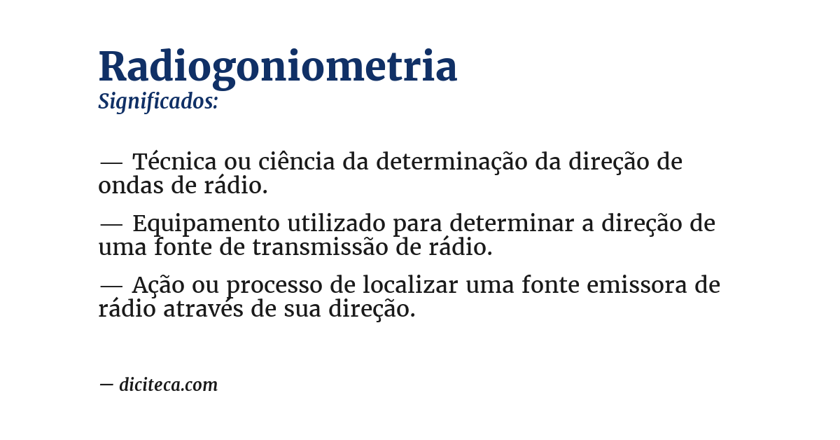 Significado de radiogoniometria