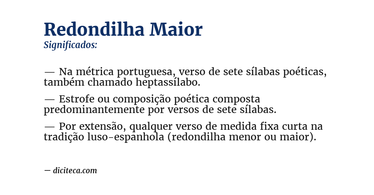 Significado de redondilha maior