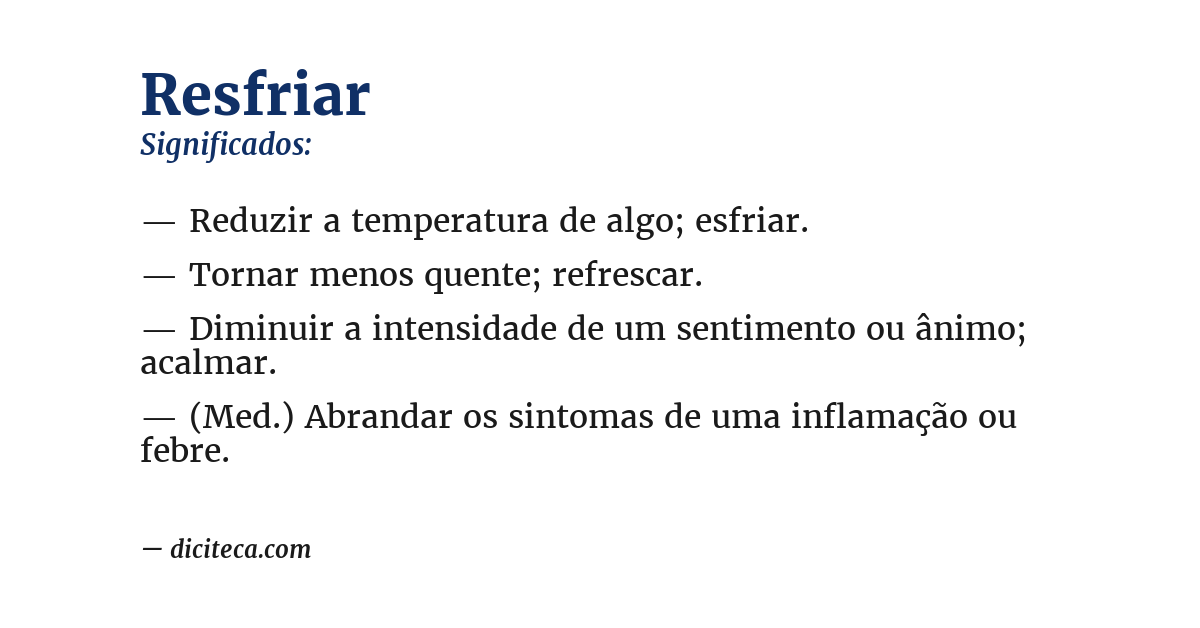 Significado de resfriar