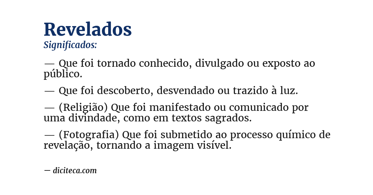 Significado de revelados