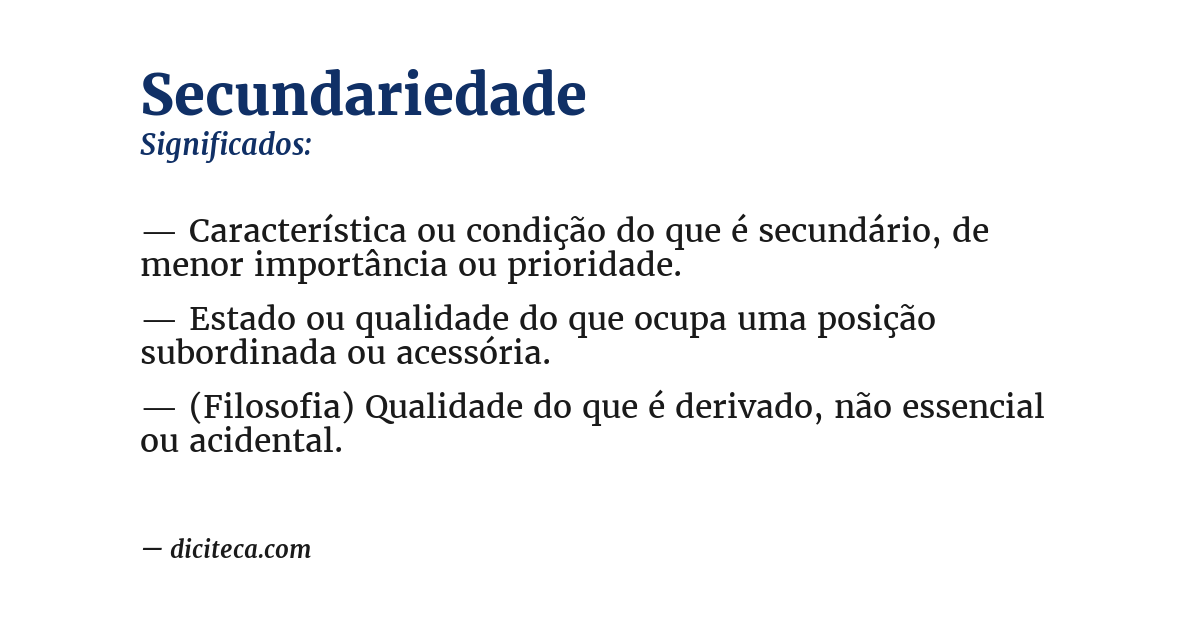 Significado de secundariedade