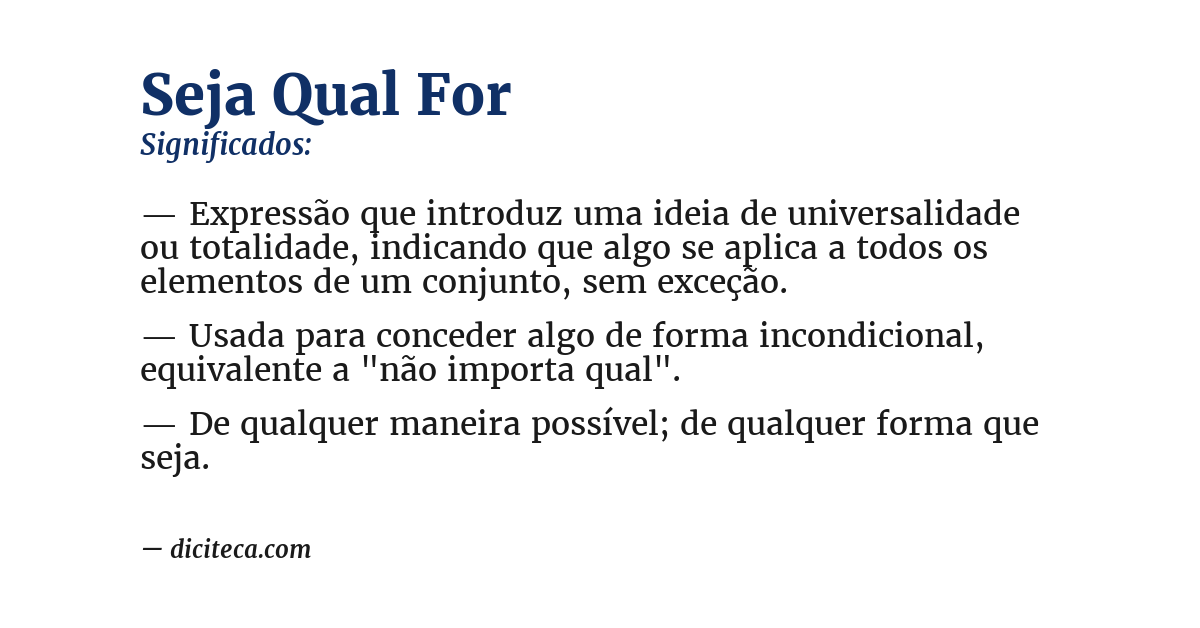Significado de seja qual for