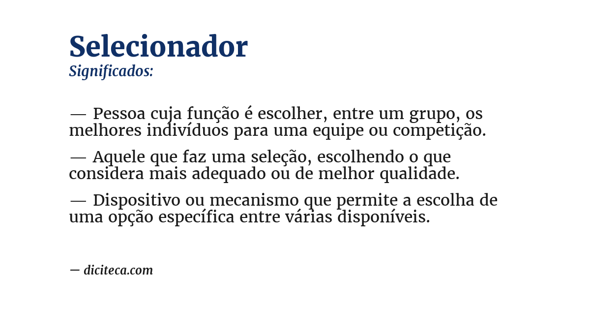 Significado de selecionador