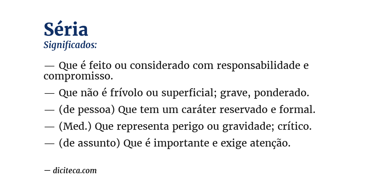 Significado de séria