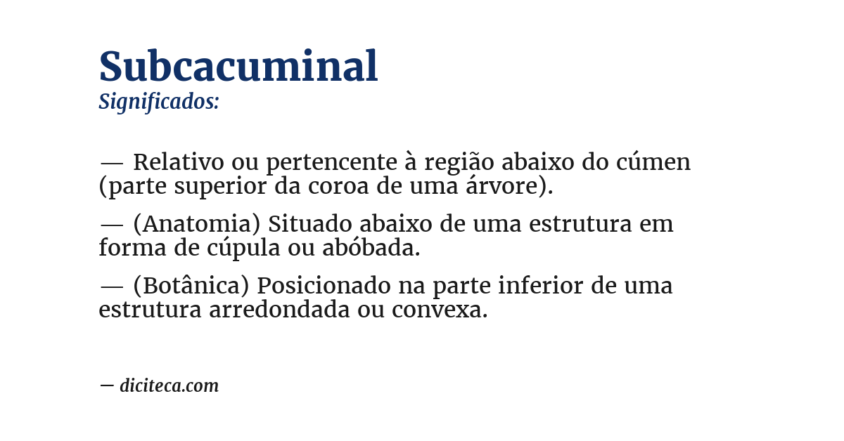 Significado de subcacuminal