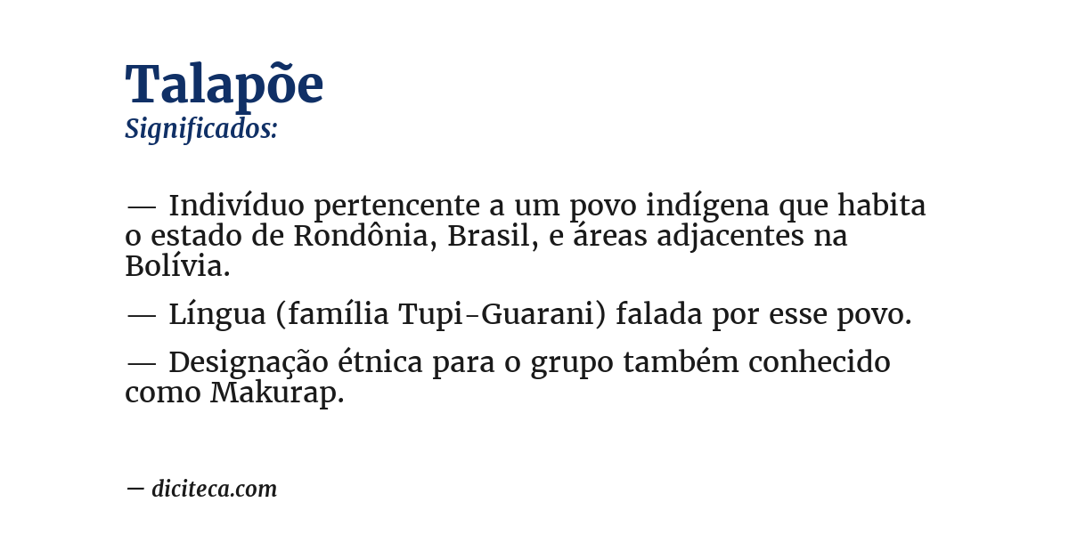 Significado de talapõe