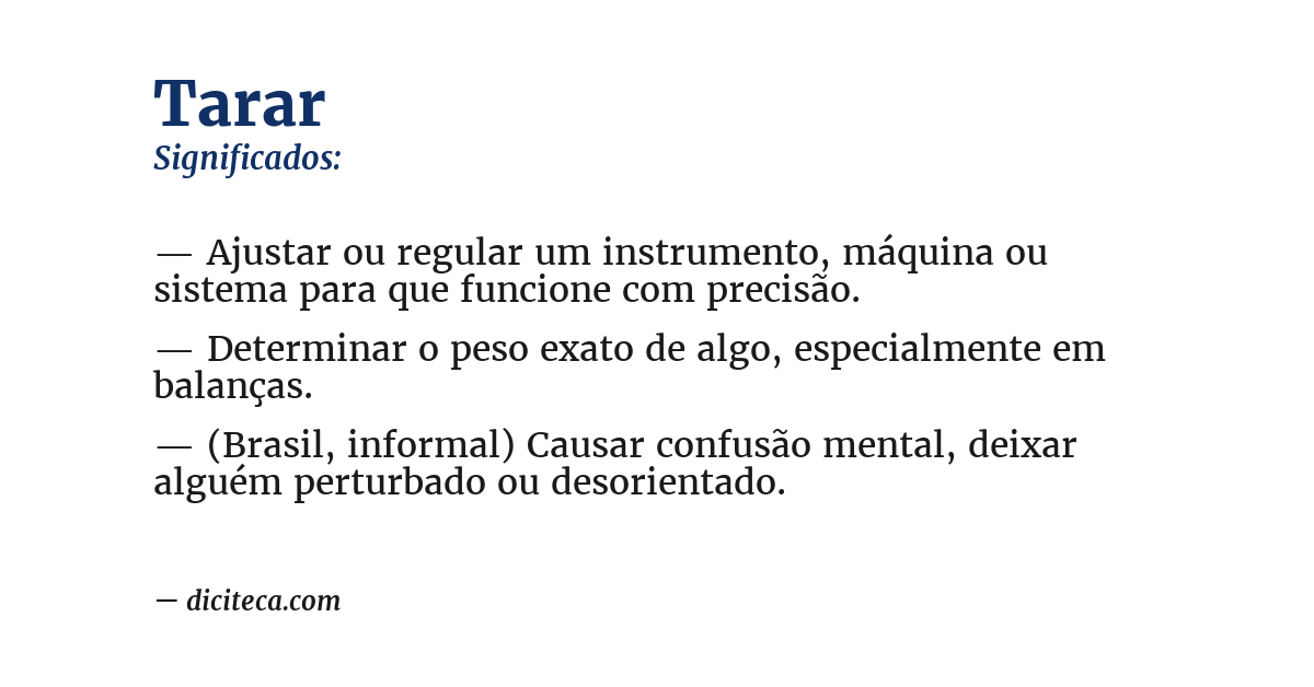 Significado de tarar