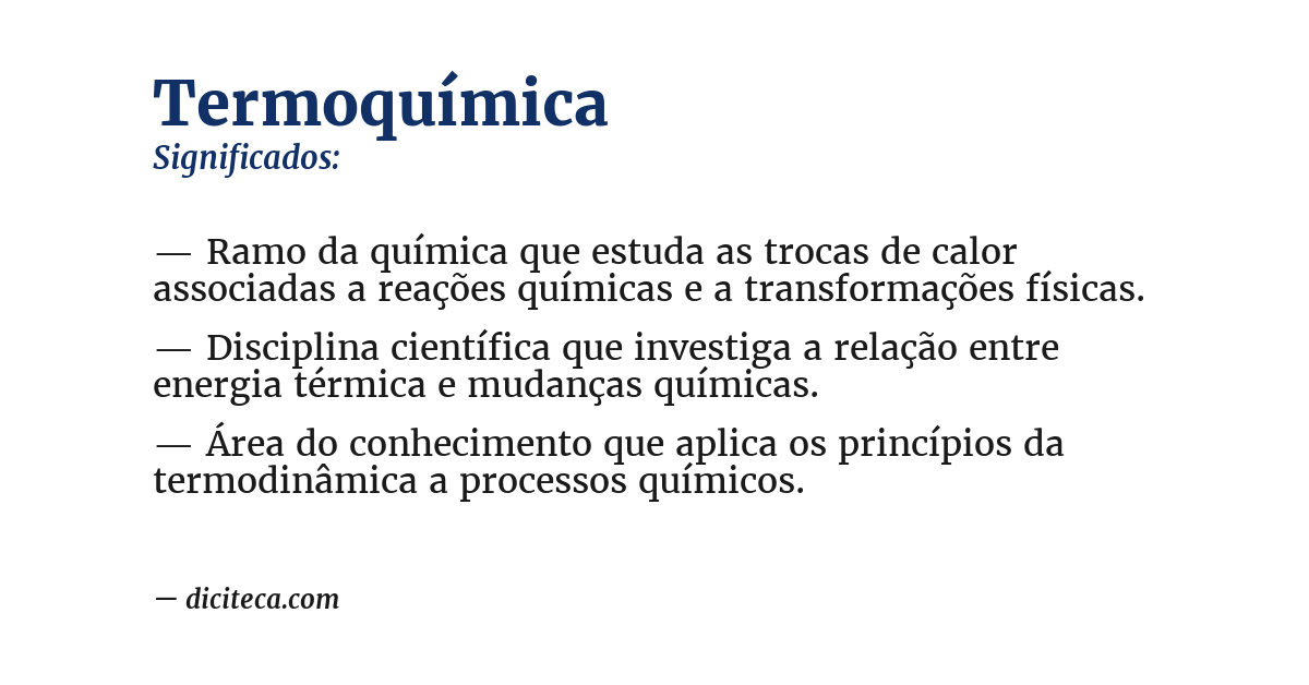 Significado de termoquímica