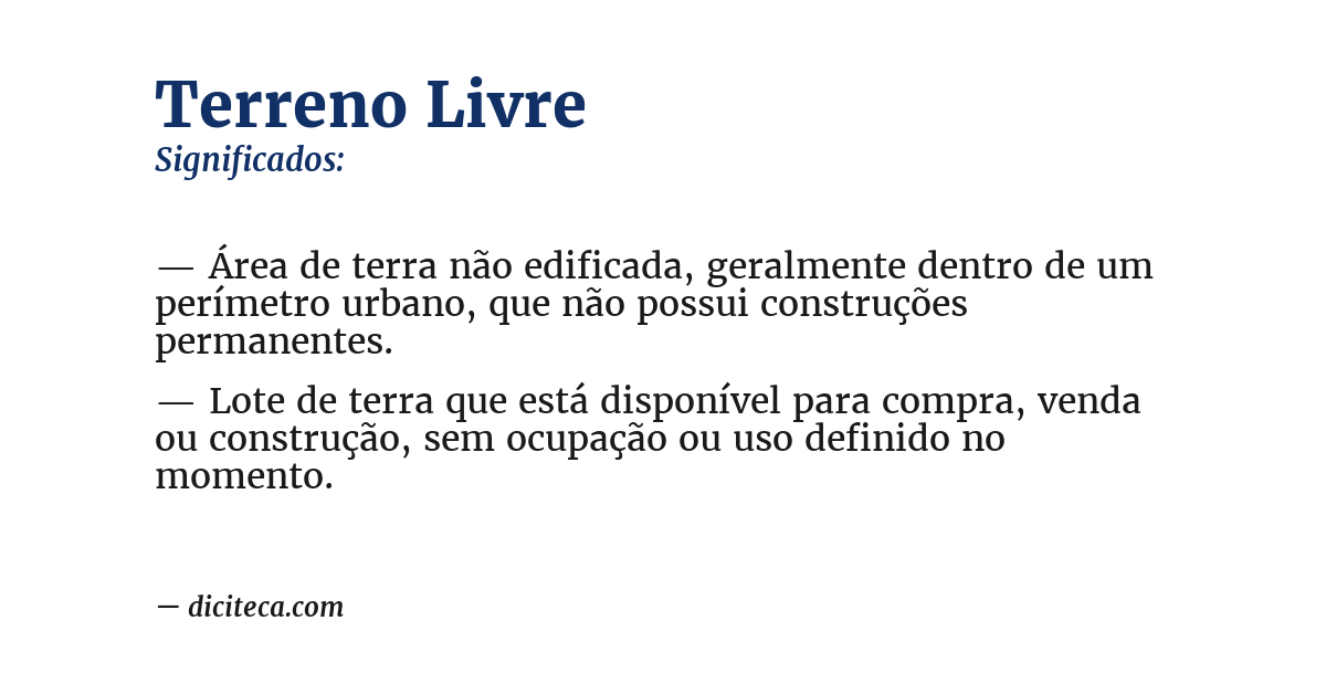 Significado de terreno livre