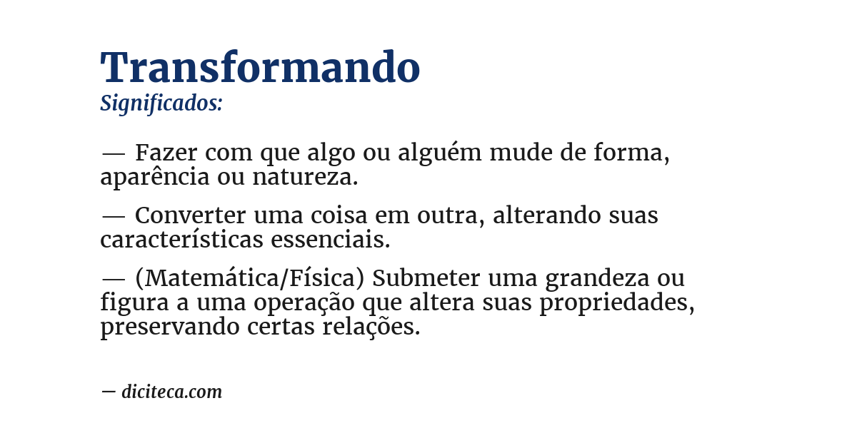 Significado de transformando