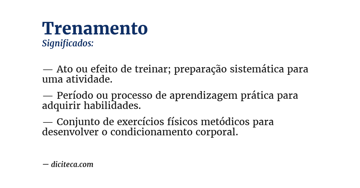Significado de trenamento