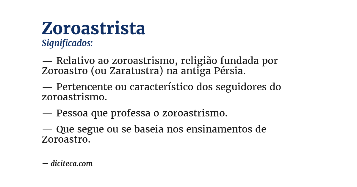 Significado de zoroastrista