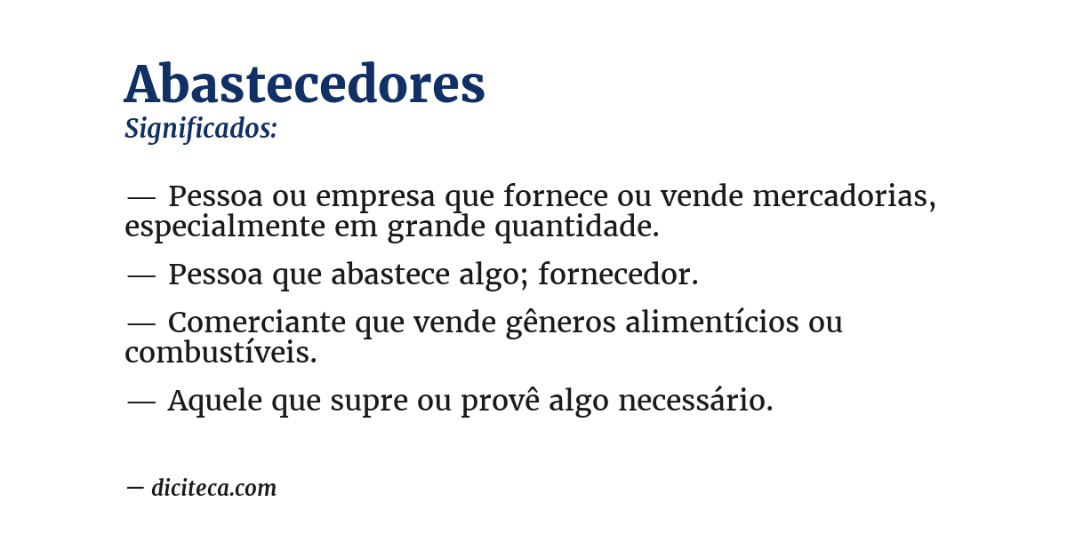 Significado de abastecedores