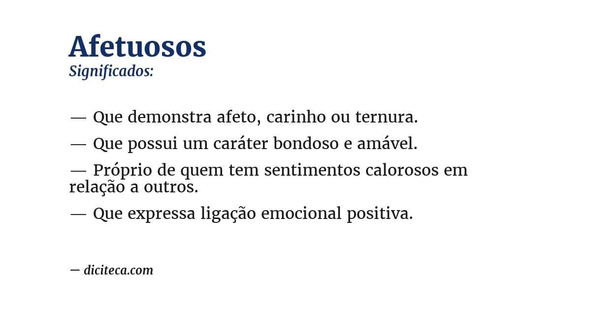 Significado de afetuosos
