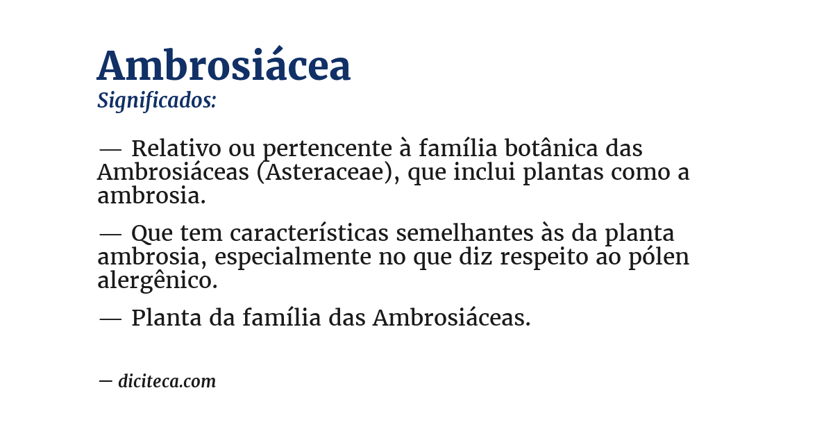 Significado de ambrosiácea