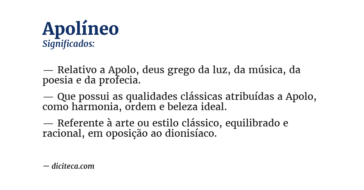 Significado de apolíneo