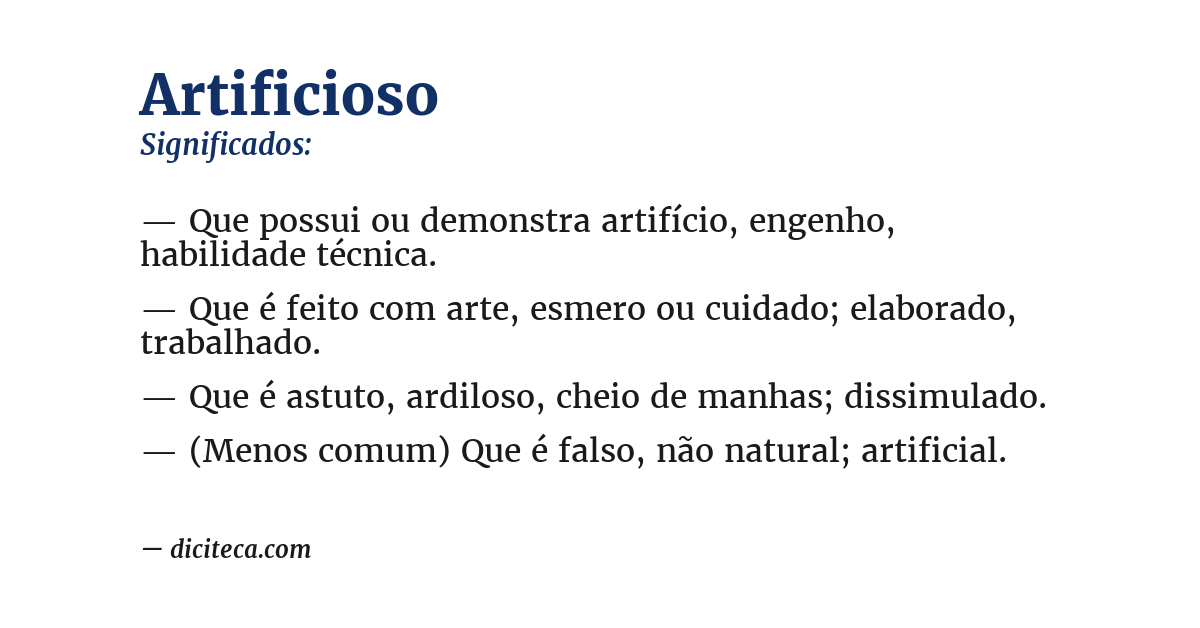 Significado de artificioso