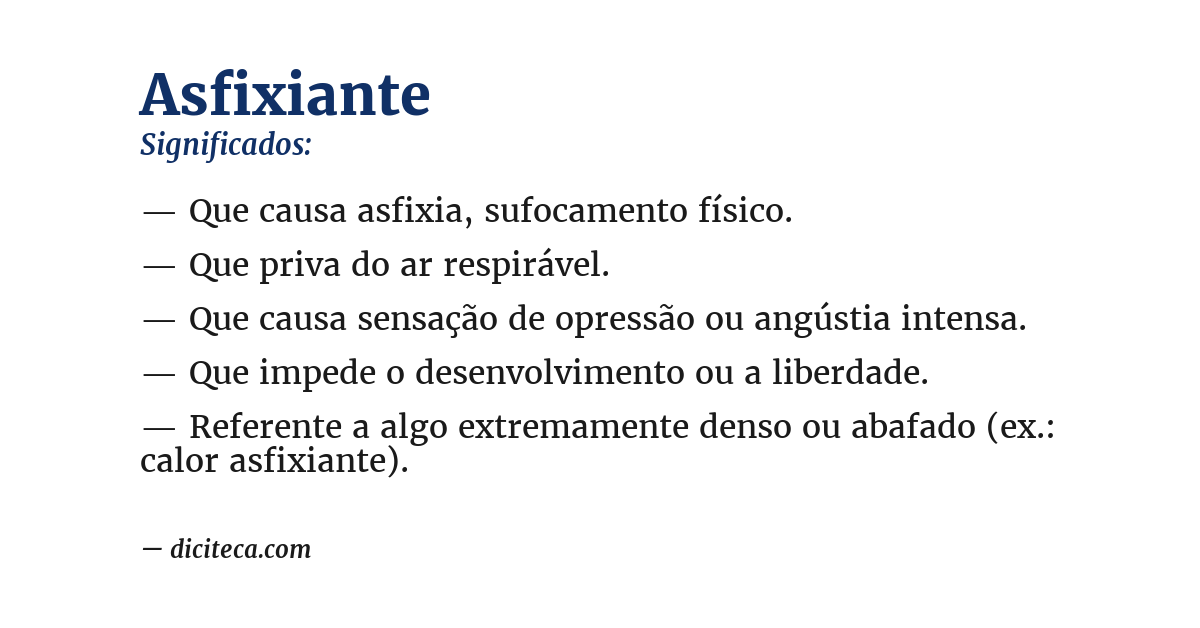 Significado de asfixiante