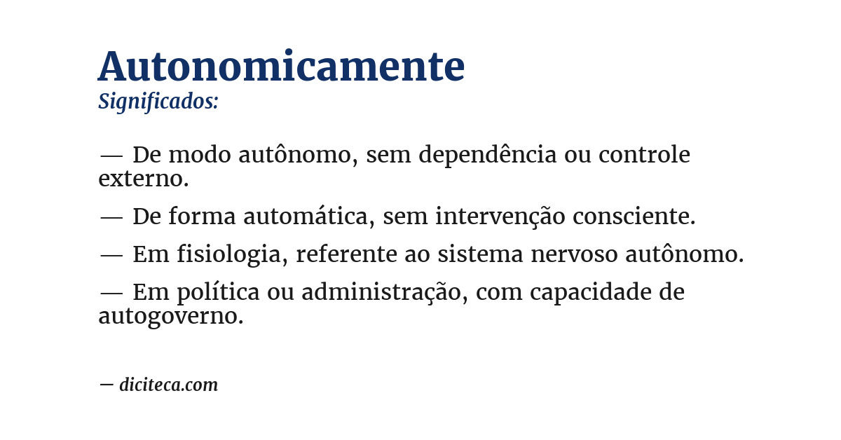 Significado de autonomicamente